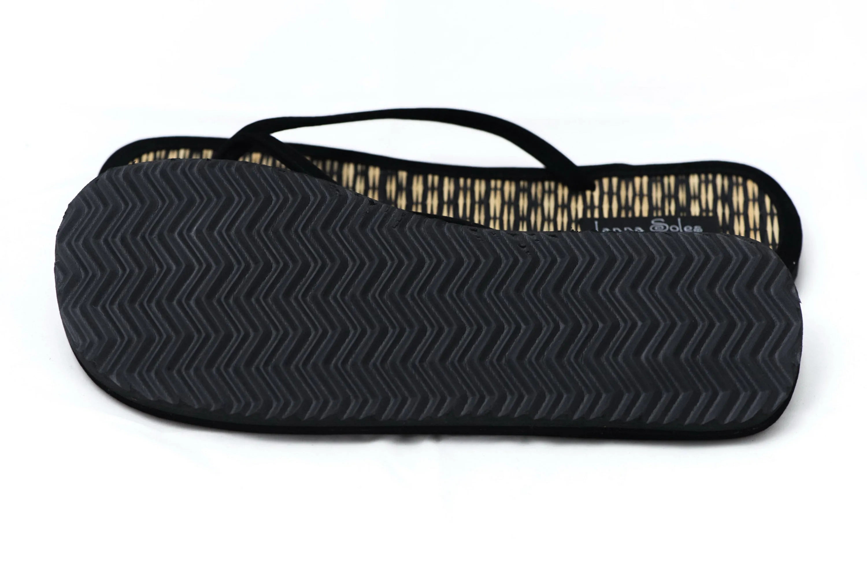 Black Velvet Natural Reed Sandals