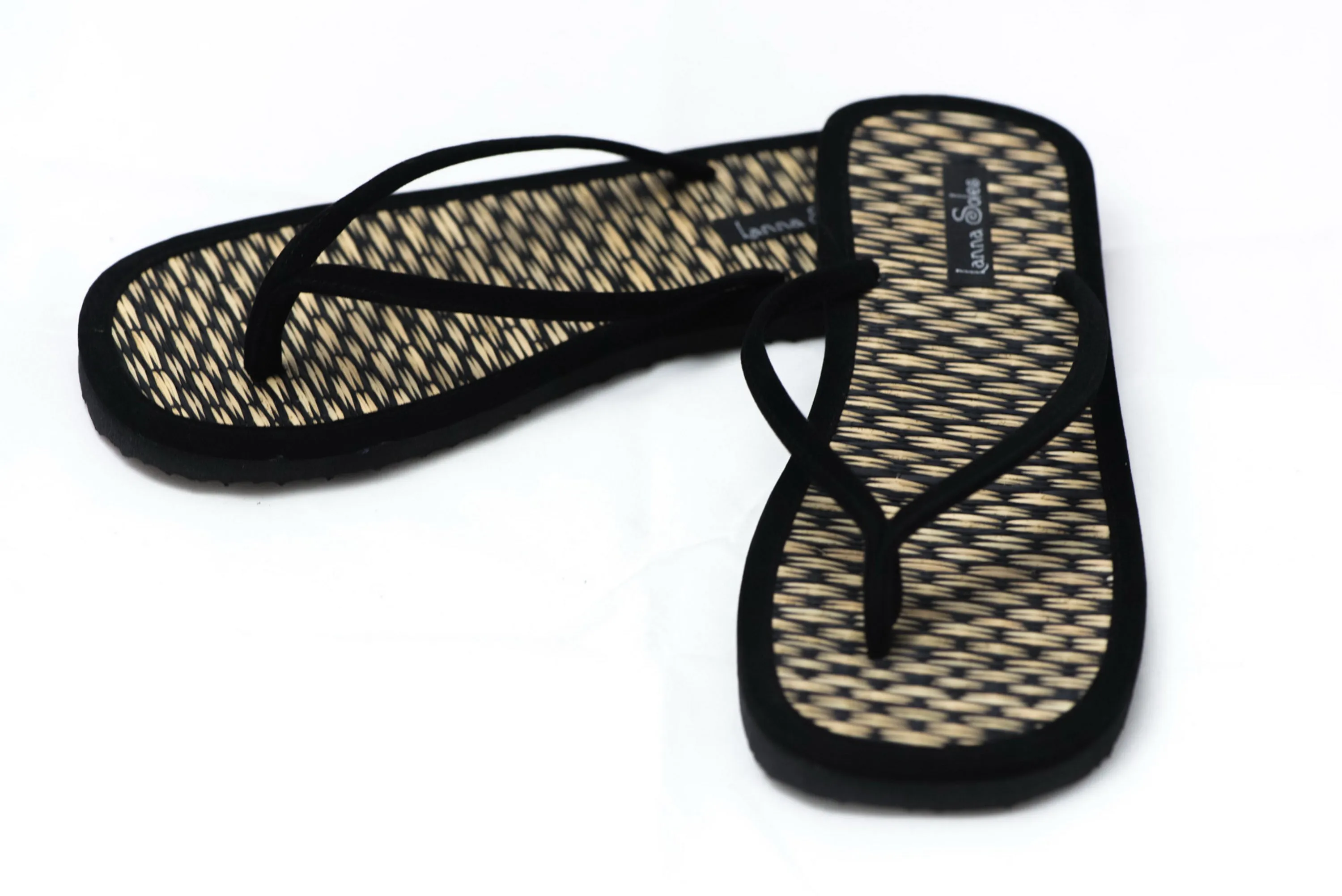 Black Velvet Natural Reed Sandals