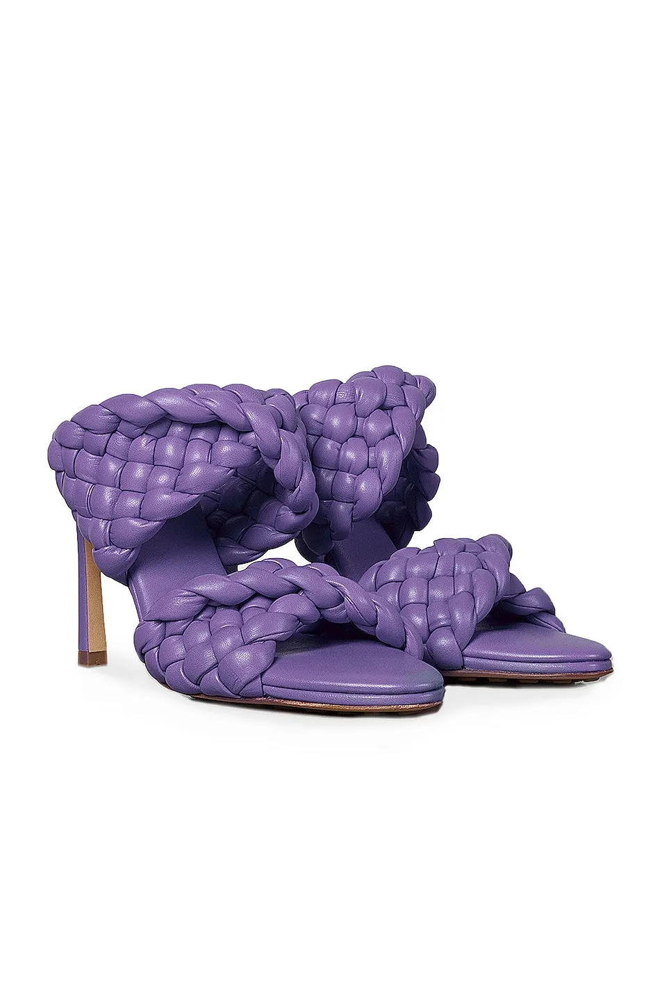 Bottega Veneta Padded Woven Leather Sandals, purple