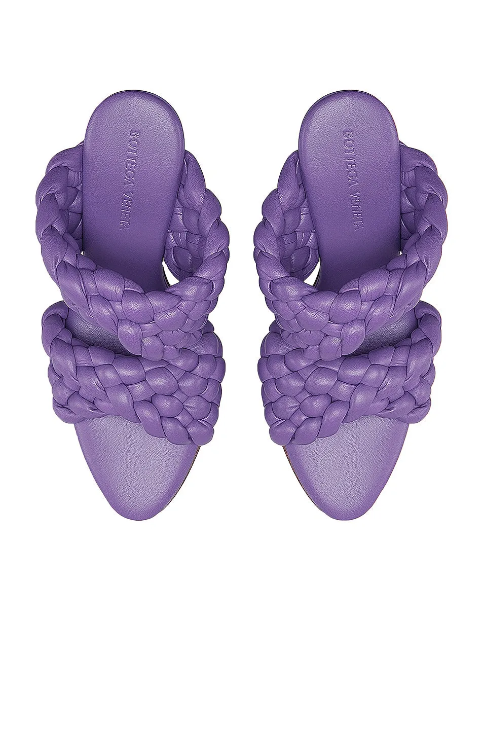 Bottega Veneta Padded Woven Leather Sandals, purple