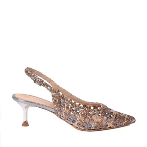 Braided Bronze Silver Heeled Shoes