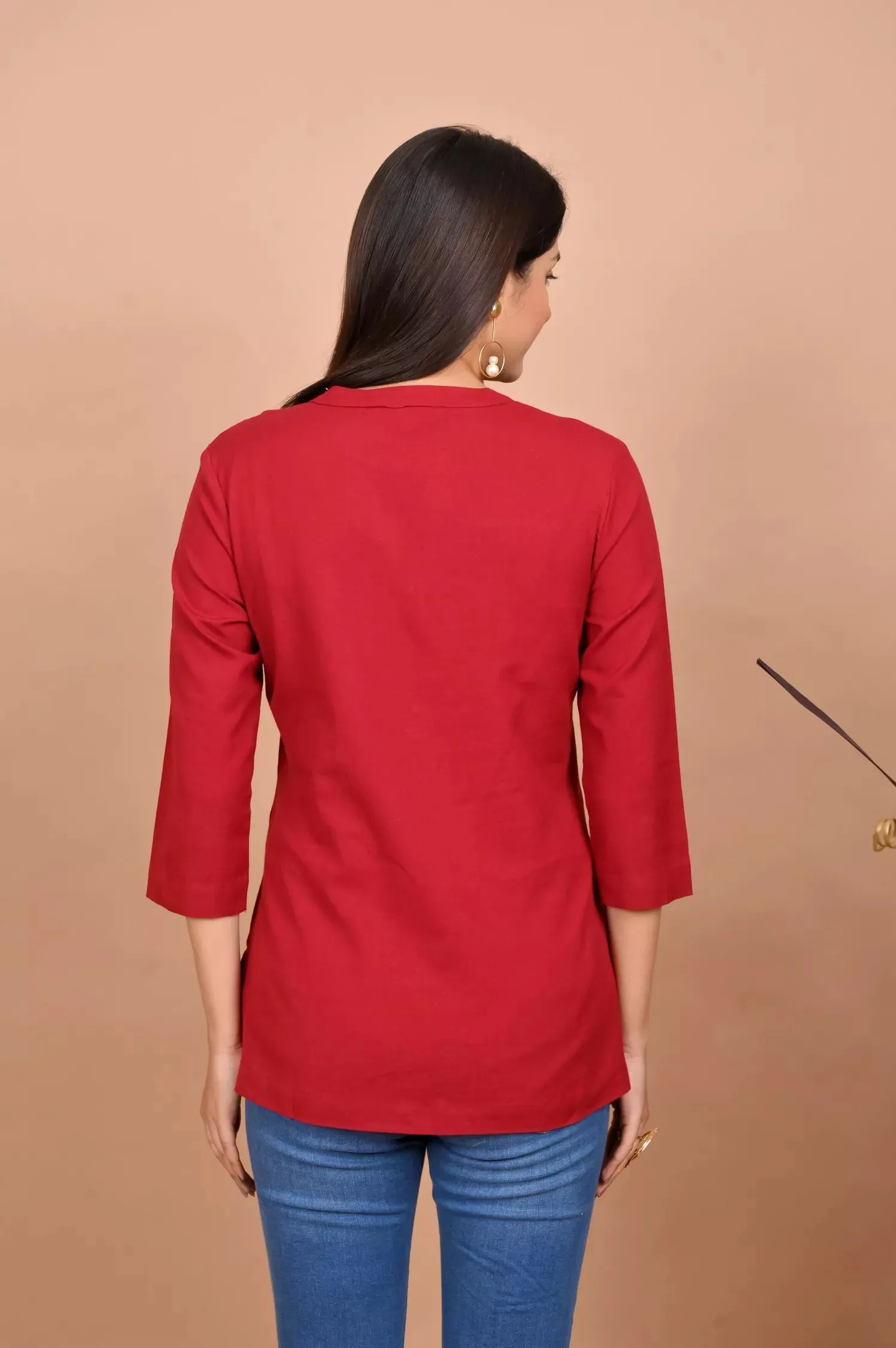 Brick Red Short Kurti