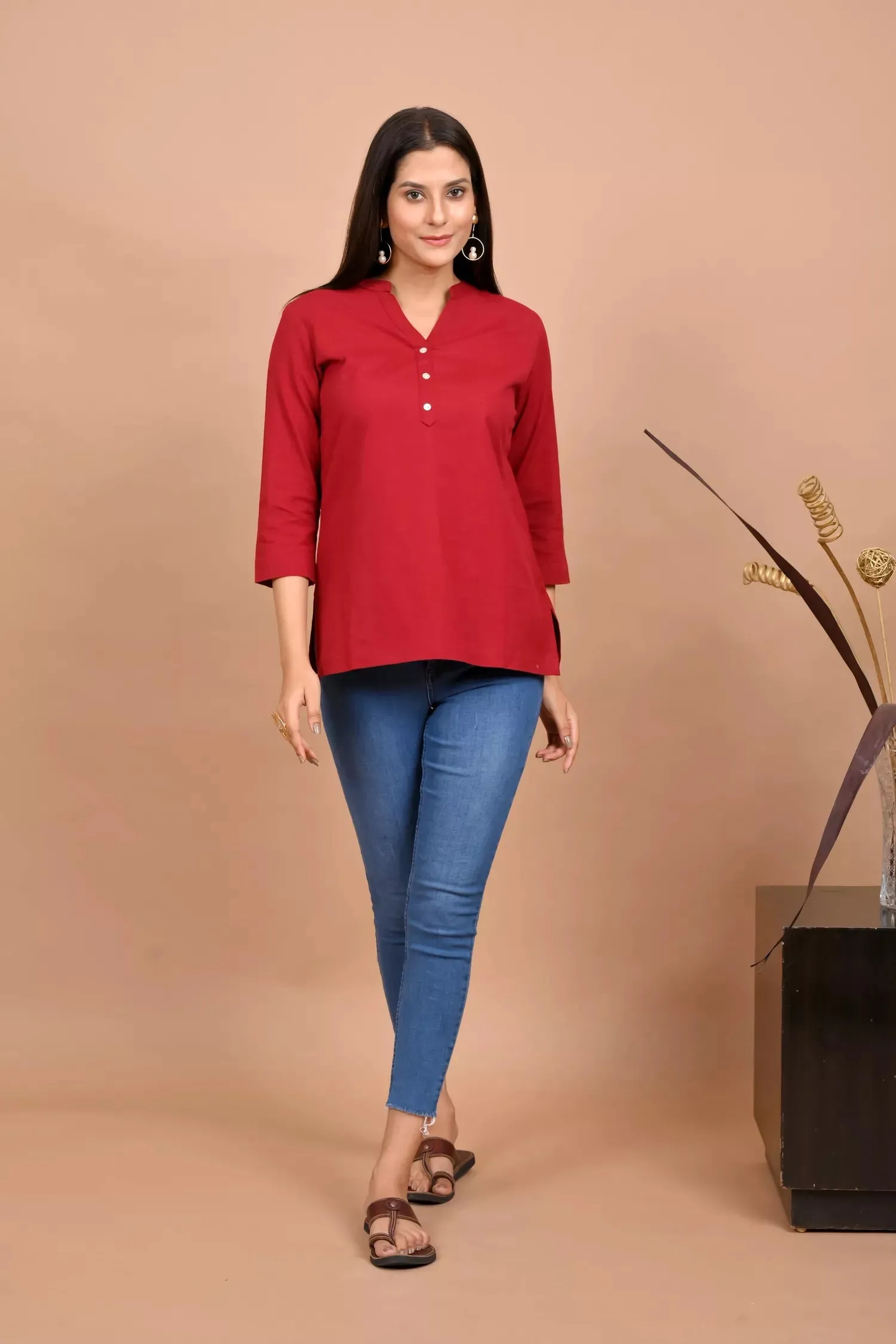 Brick Red Short Kurti