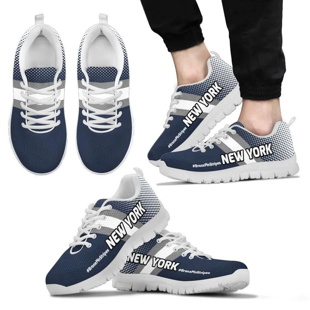 #BronxPinStripe New York Fan Mesh Fabric Running Shoes