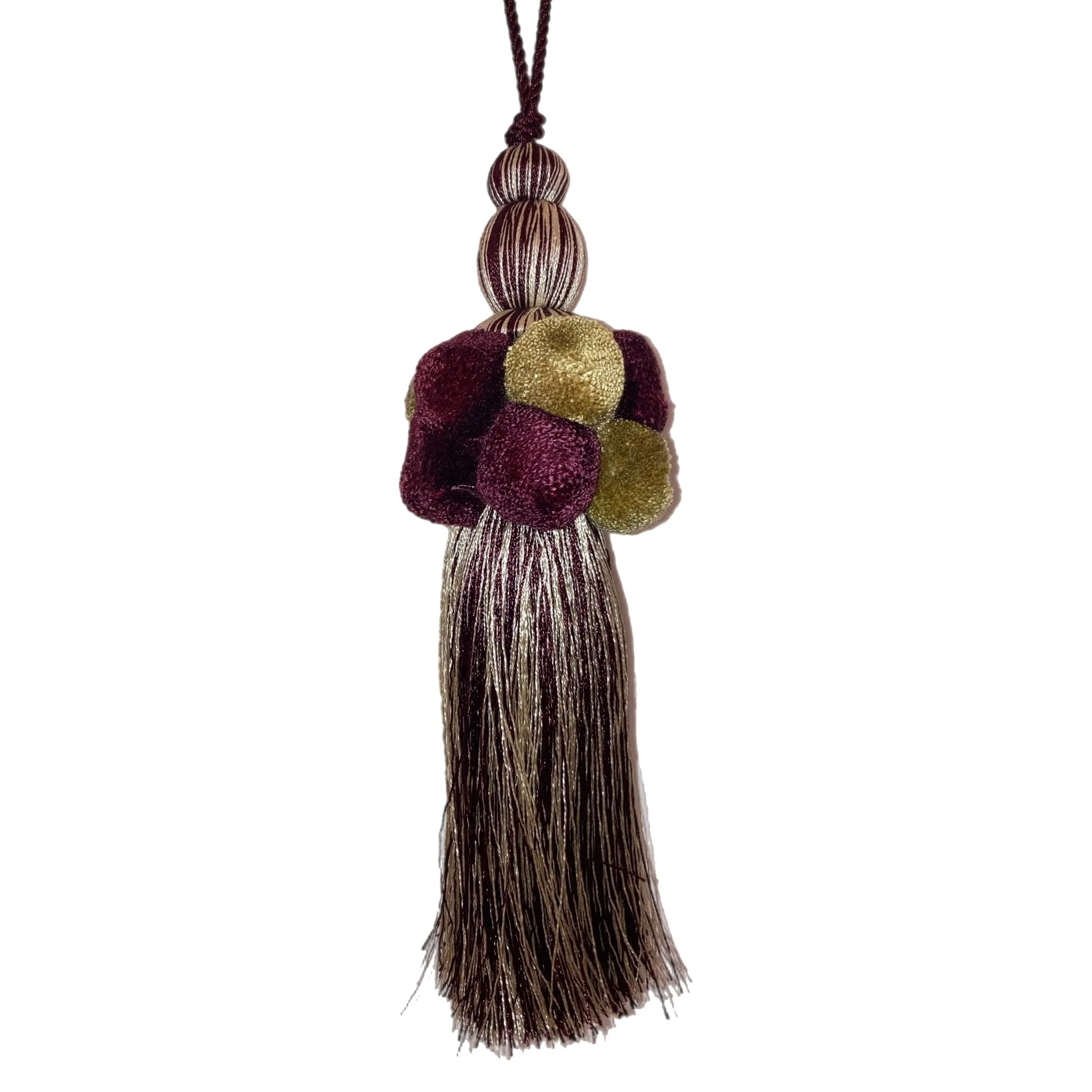 Burgundy Pom Pom Tassel