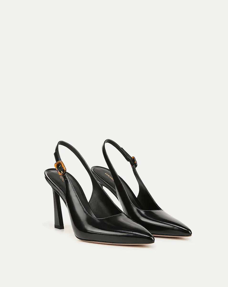 Callie Leather Slingback Pump - Black