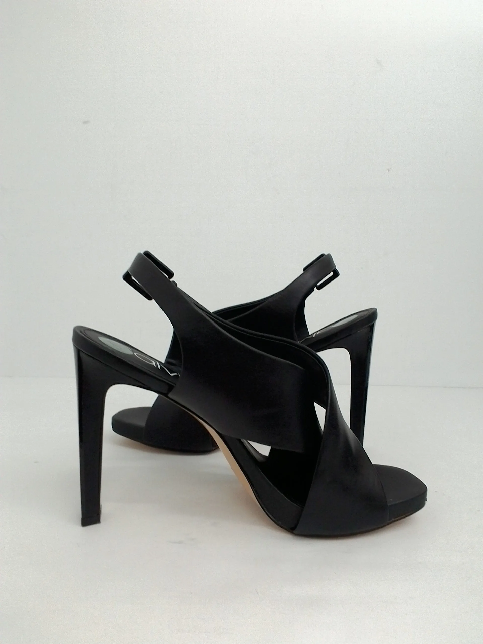 Calvin Klein Women's Myra Black Leather Platform Sandal Size 8.5