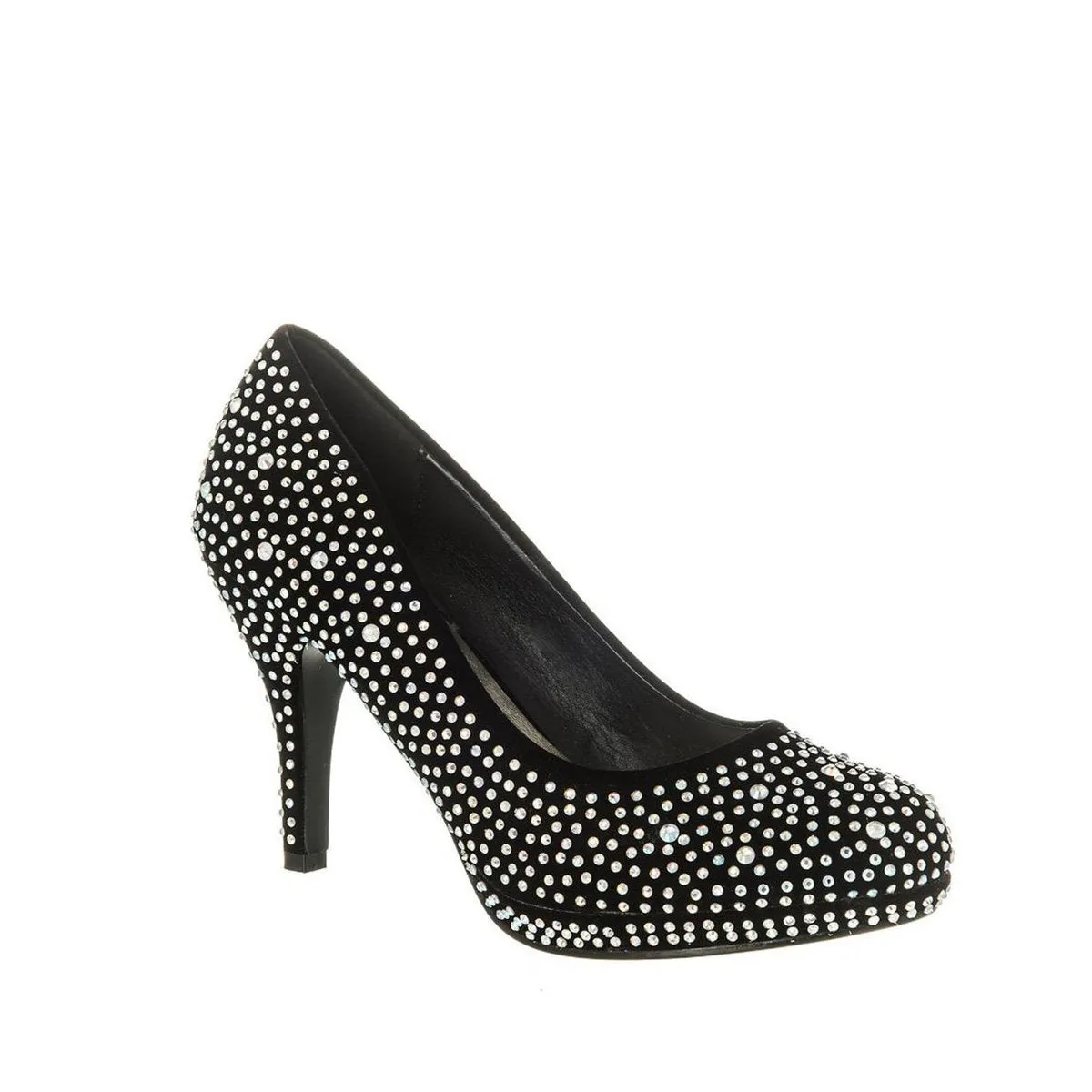 Carnation Round Toe Medium Platform Heel Diamante Court Shoe