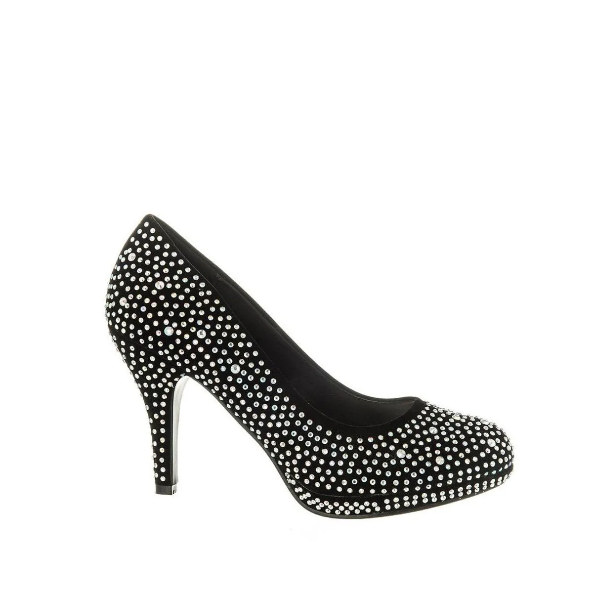 Carnation Round Toe Medium Platform Heel Diamante Court Shoe