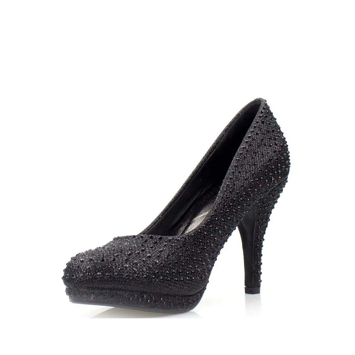 Carnation Round Toe Medium Platform Heel Diamante Court Shoe