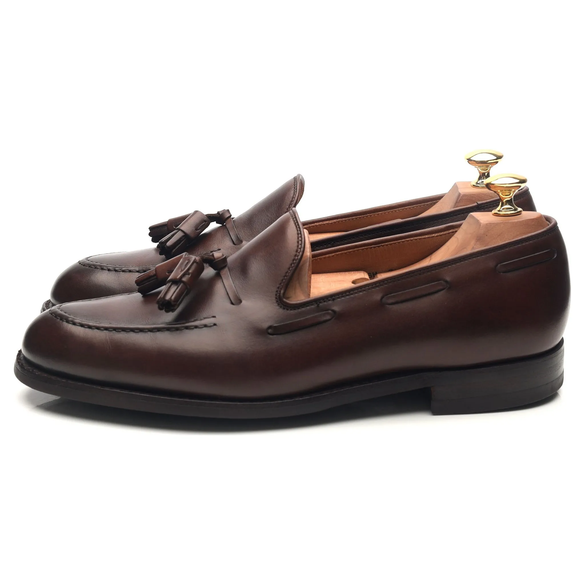 'Cavendish 2' Dark Brown Leather Tassel Loafers UK 9 E