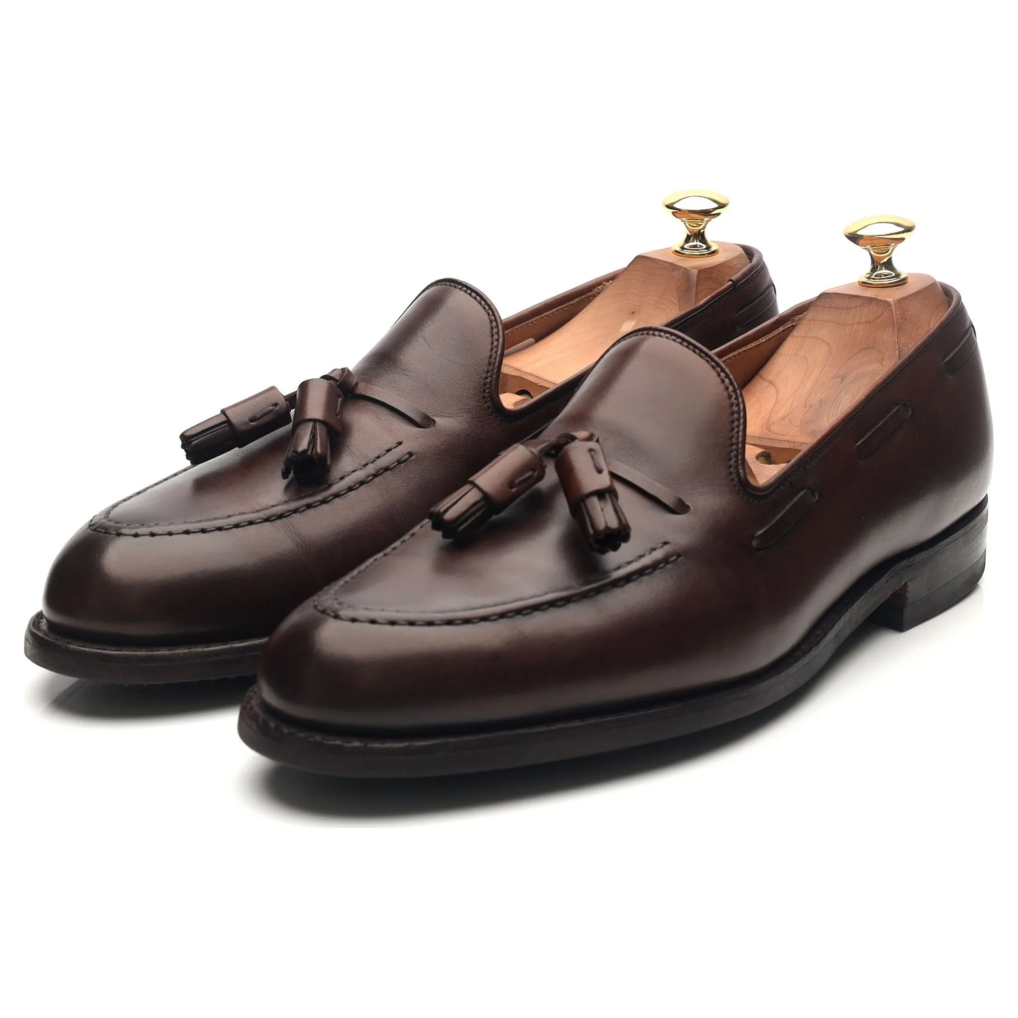 'Cavendish 2' Dark Brown Leather Tassel Loafers UK 9 E