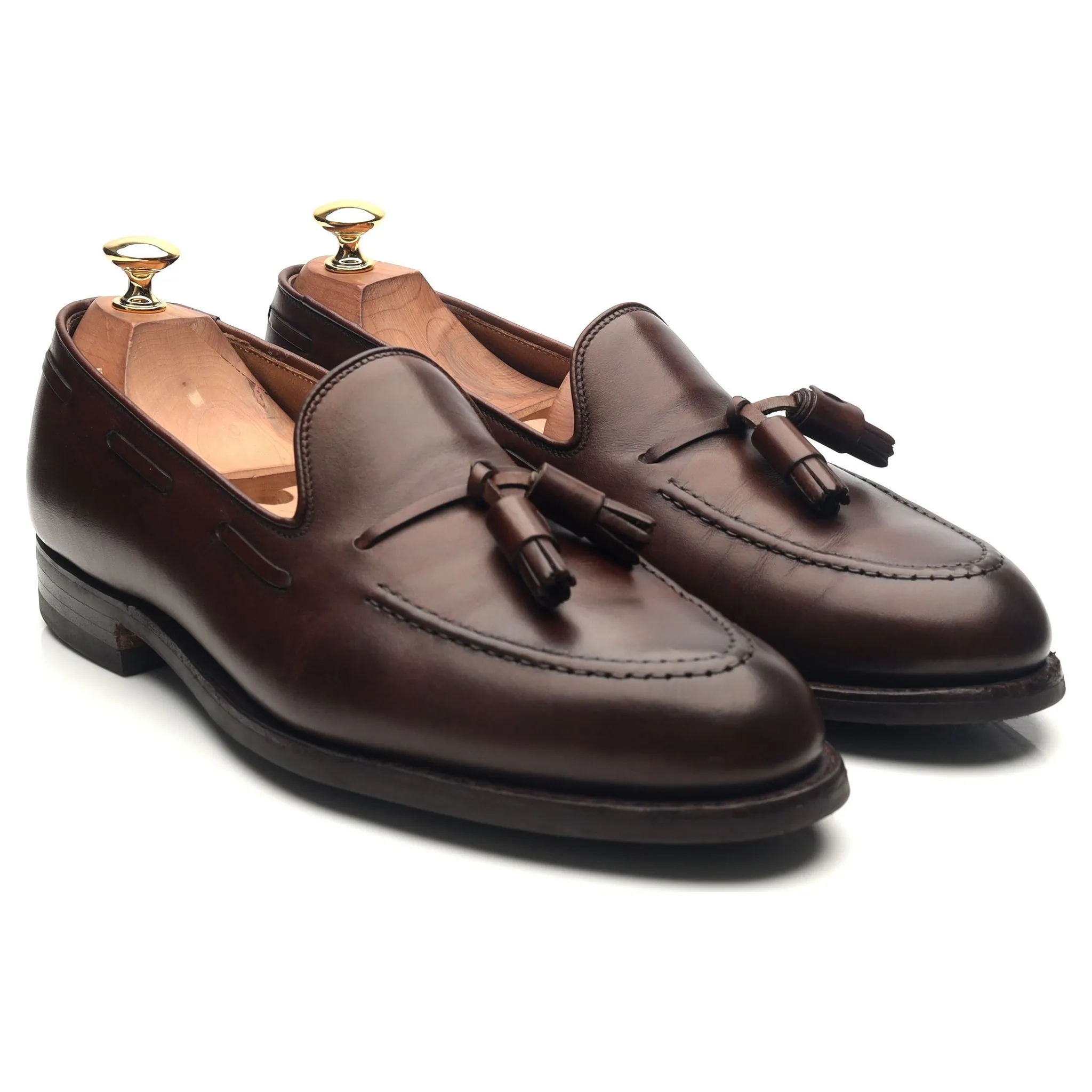 'Cavendish 2' Dark Brown Leather Tassel Loafers UK 9 E