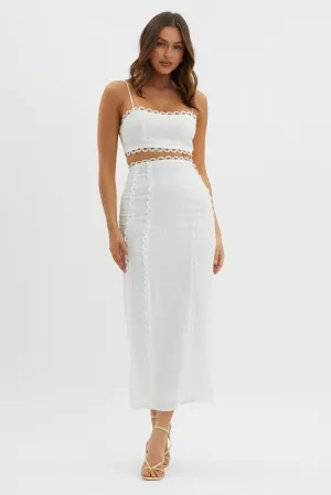 Chamberlain Scallop Trim Maxi Skirt White