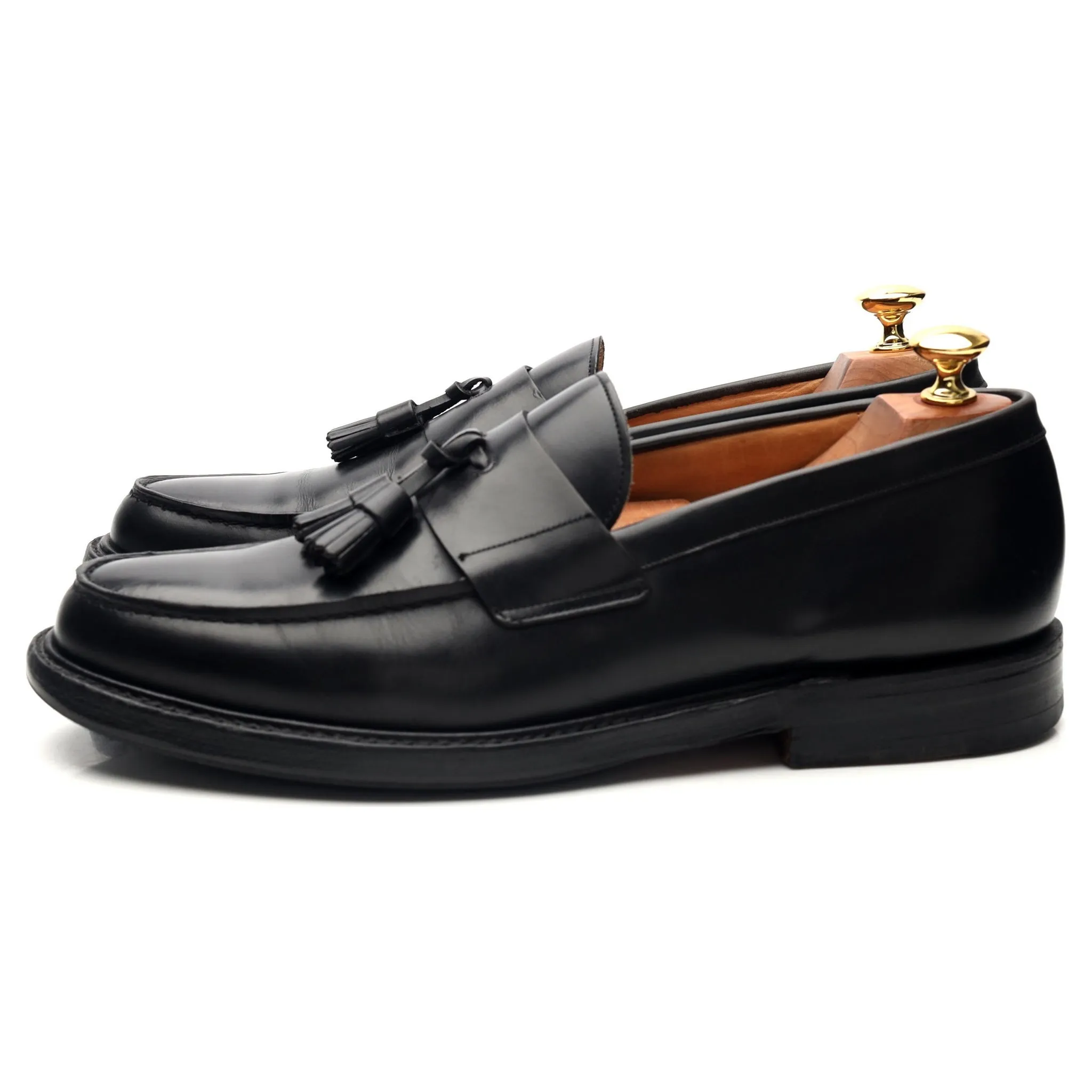 'Cheadle' Black Leather Tassel Loafers UK 9 F