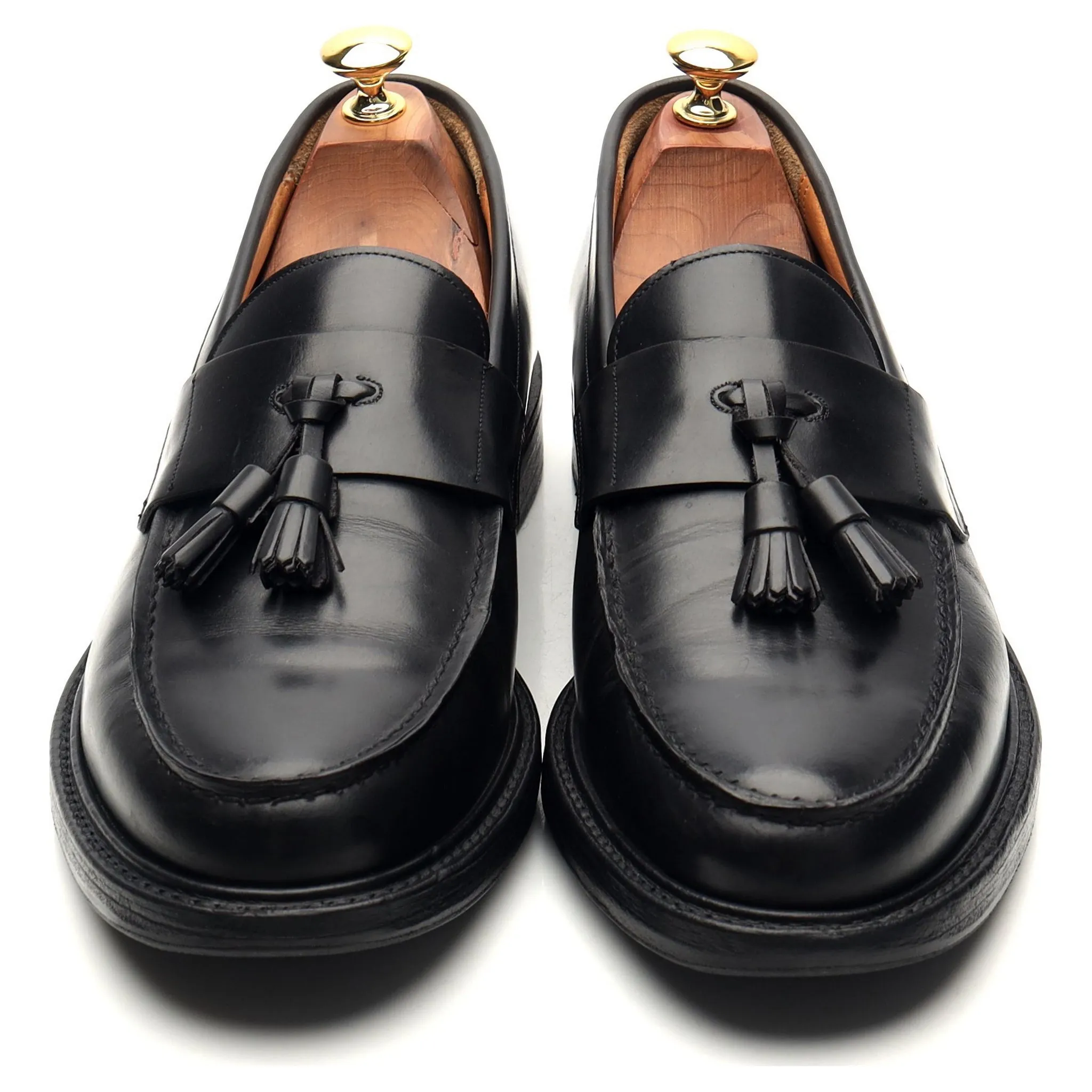 'Cheadle' Black Leather Tassel Loafers UK 9 F