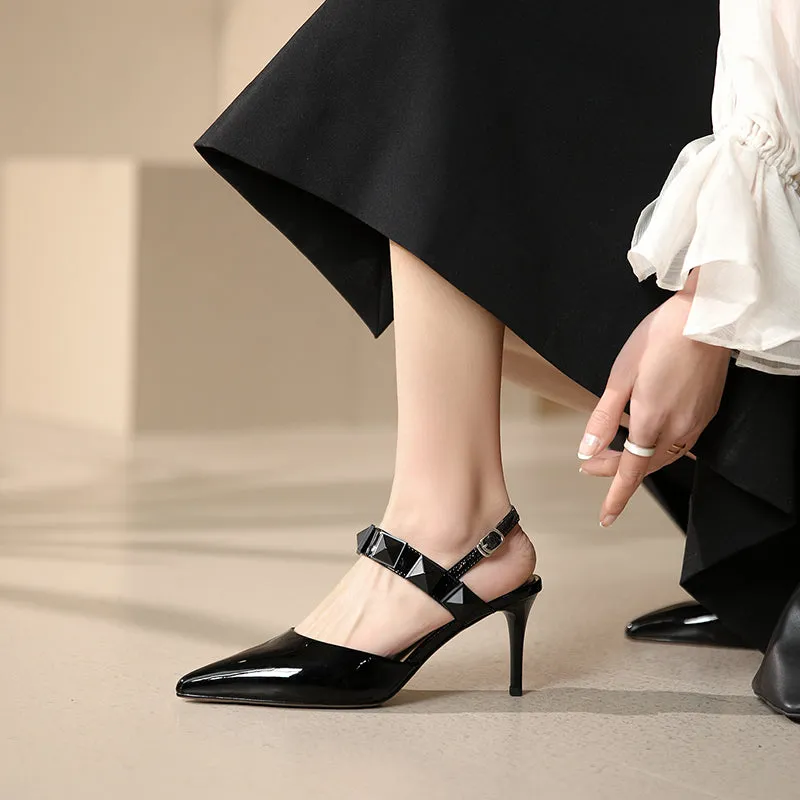 Chiara Rivet Ankle Strap Kitten Heels