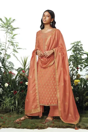 Chiffon Jacquard Embroidered Suit with Banarasi Dupatta