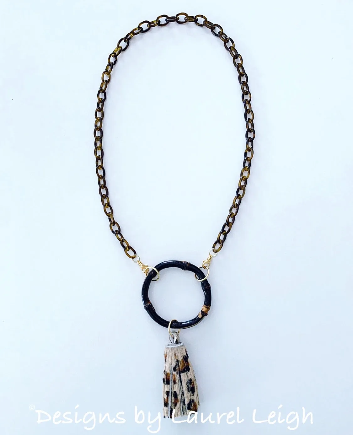 Chinoiserie Bamboo, Tortoise & Leopard Tassel Eyeglass / Sunglass / Mask Holder / Lanyard Chain / Necklace