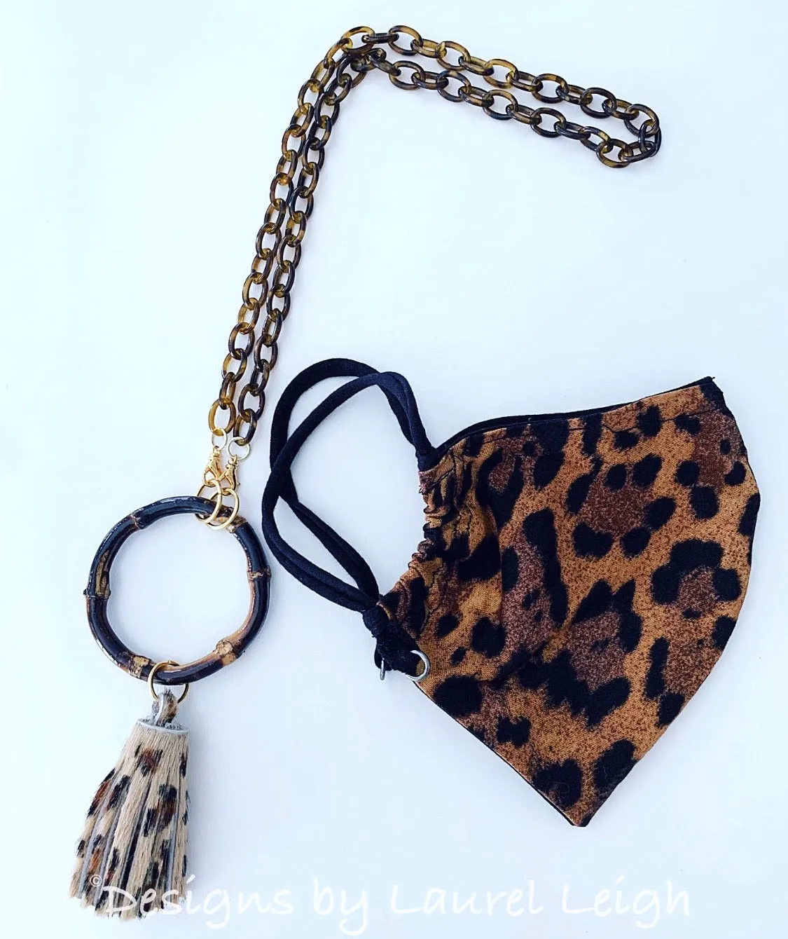 Chinoiserie Bamboo, Tortoise & Leopard Tassel Eyeglass / Sunglass / Mask Holder / Lanyard Chain / Necklace