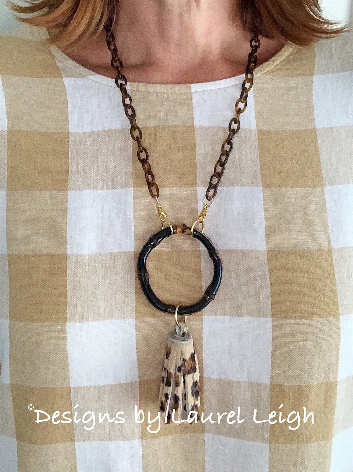 Chinoiserie Bamboo, Tortoise & Leopard Tassel Eyeglass / Sunglass / Mask Holder / Lanyard Chain / Necklace