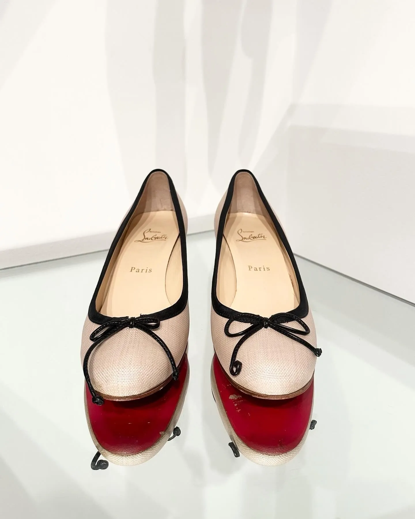 CHRISTIAN LOUBOUTIN Coated Canvas Kitten Heel Pumps