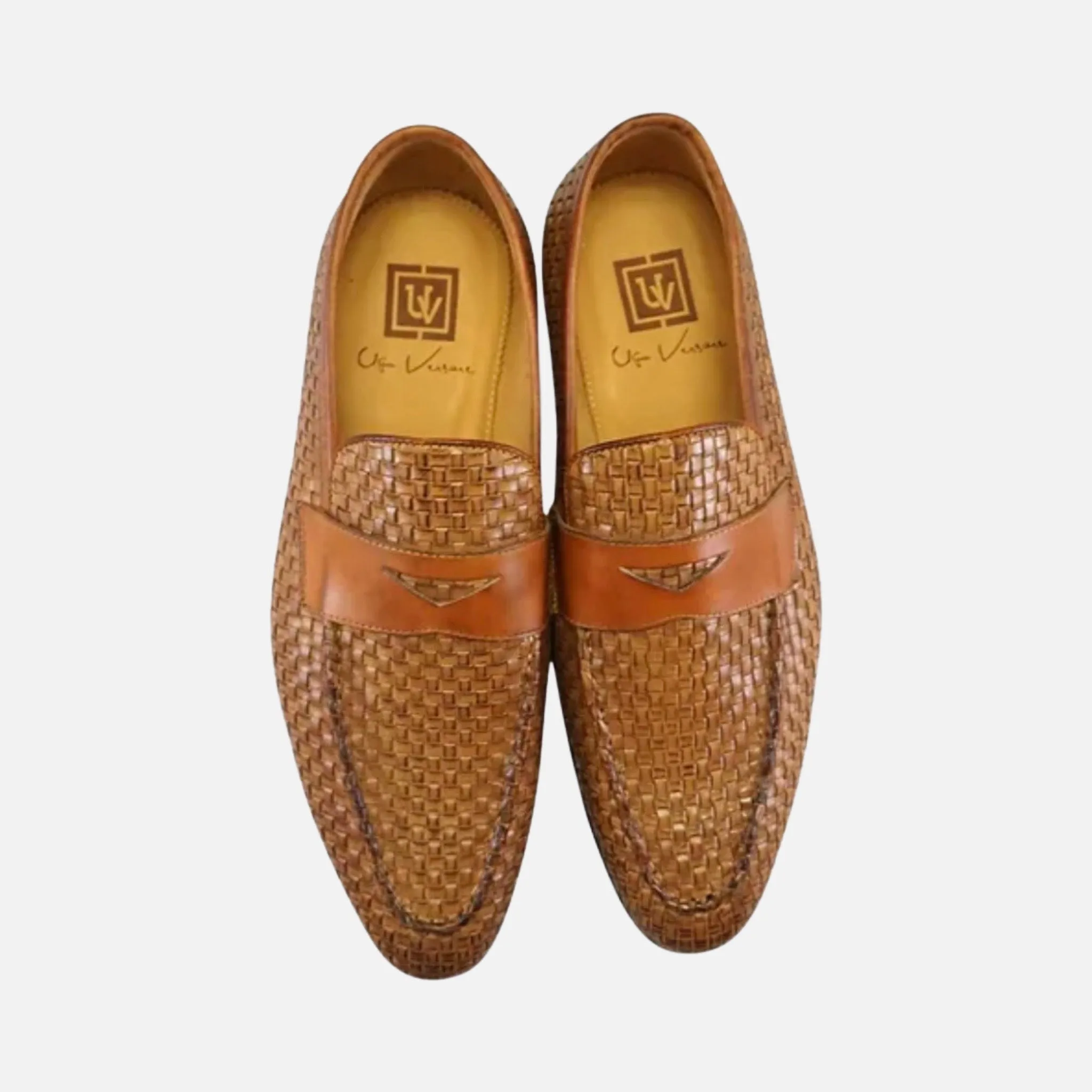 Clearance | Ugo Vasare Brown Woven Loafers - Goodyear Welt