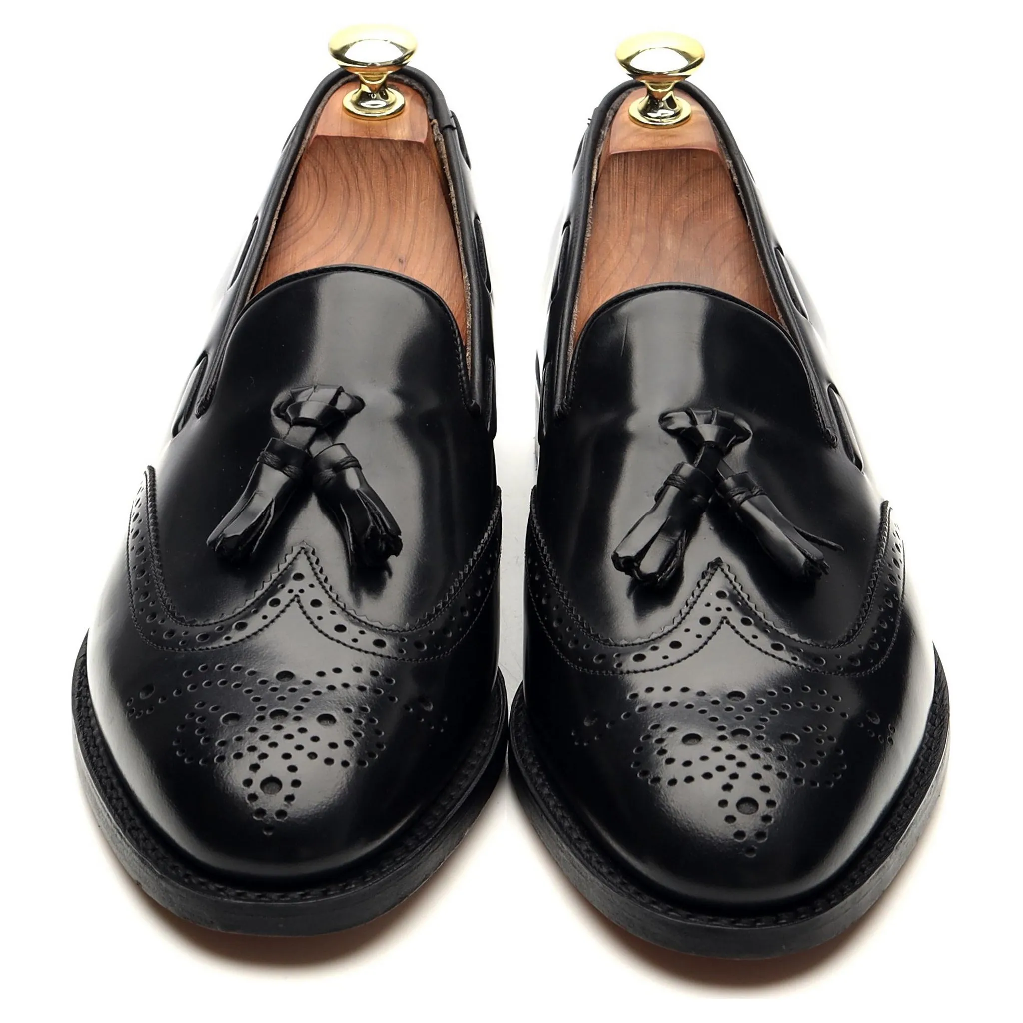 'Clive' Black Leather Tassel Loafers UK 7 F