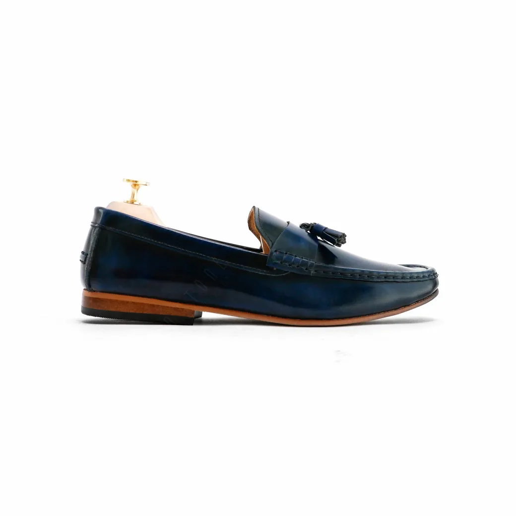 Comfy Tassel Loafer European Brush Off Bezel Blue