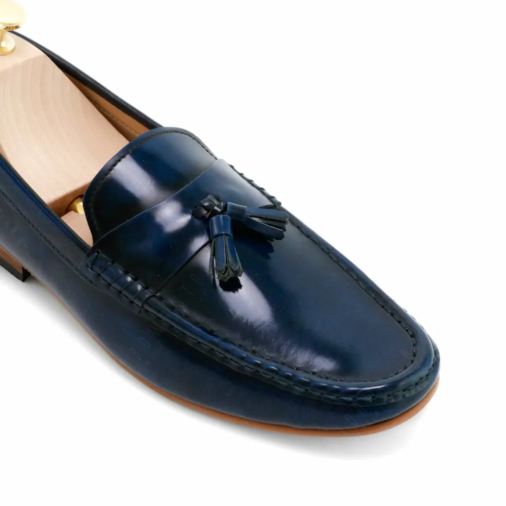 Comfy Tassel Loafer European Brush Off Bezel Blue