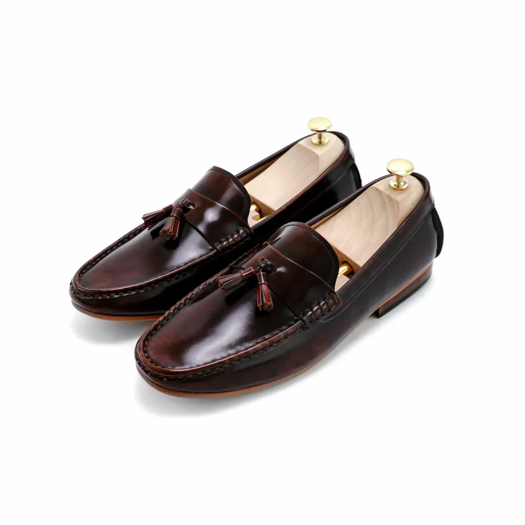 Comfy Tassel Loafer European Brush Off Burgundy