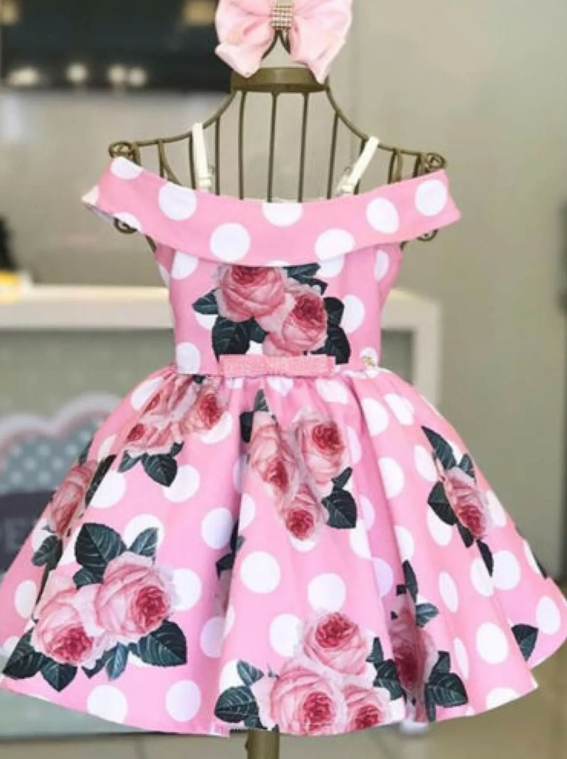 Coming Up Roses Cold Shoulder Polka Dress