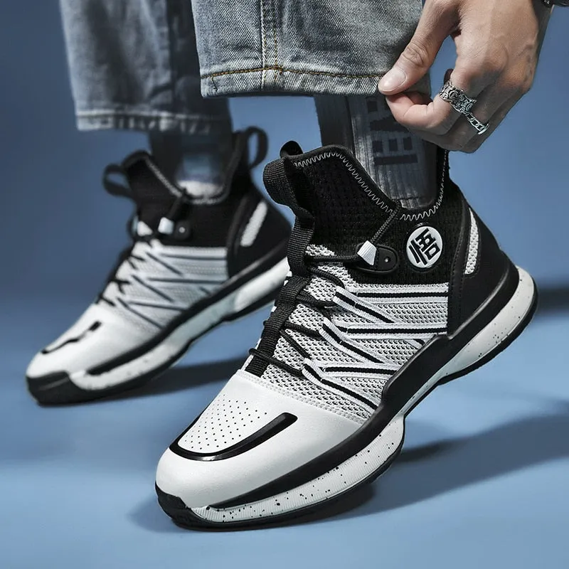 Cross Tied Air Mesh High Top Sneakers