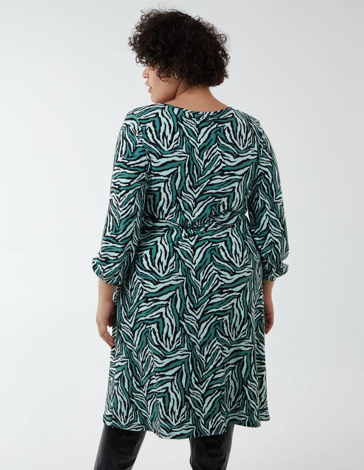 Curve V-Neck Ring Detail Midi Dress