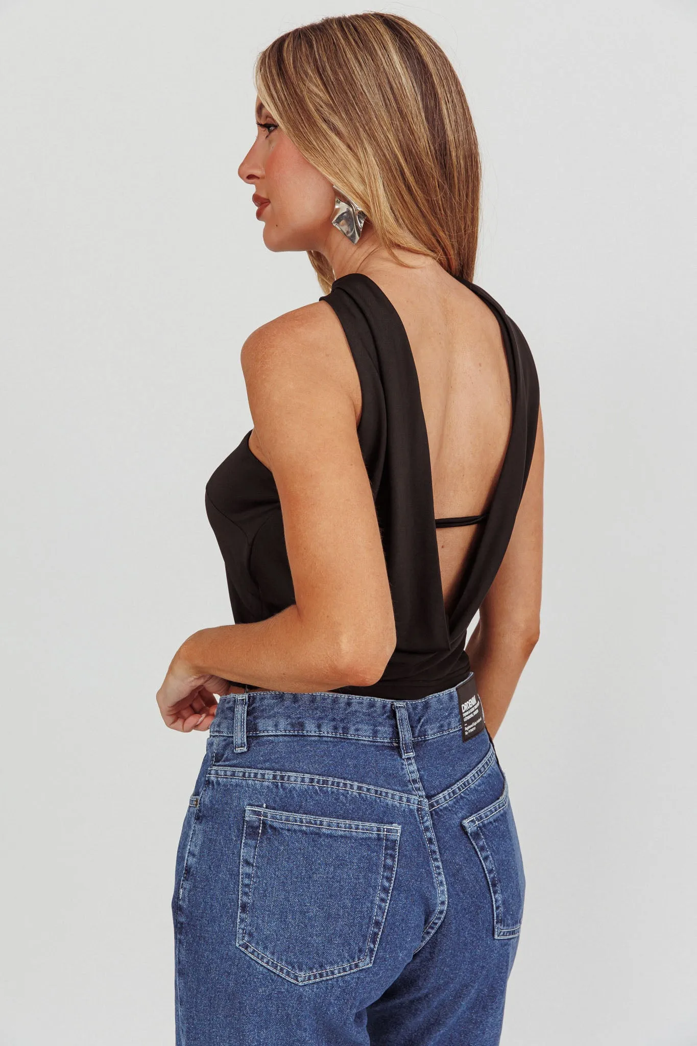 Damsel Reverse Halter Neck Top Black