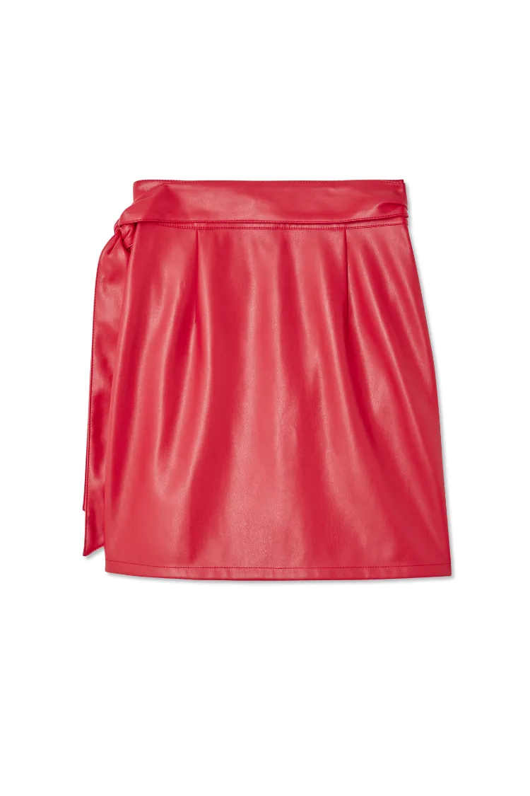 Deep Red Vegan Leather Mini Jaspre Skirt