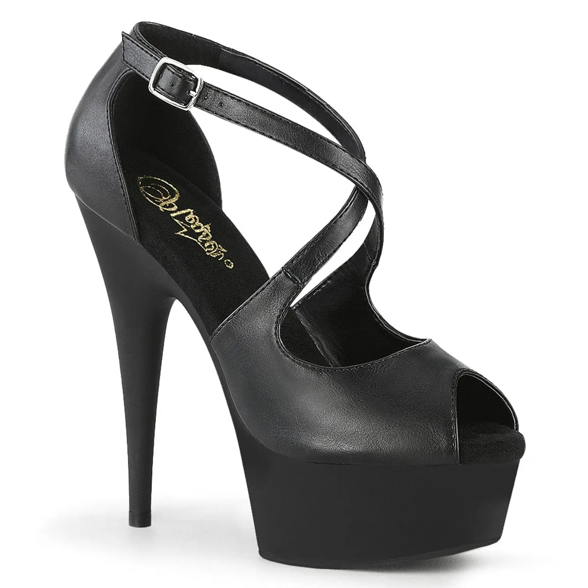 DELIGHT-621 Black Faux Leather/Black Matte