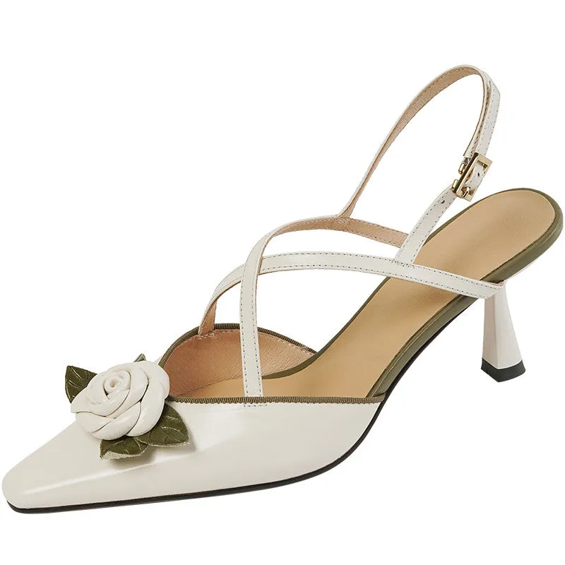 Desirae Vintage Cross Strap Slingback Kitten Heel Pumps