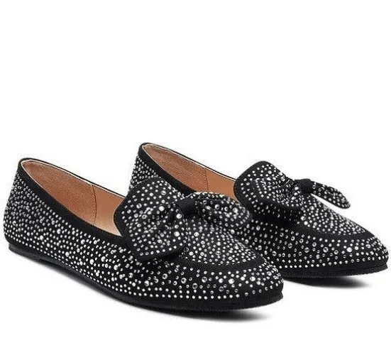 Dewdrops Embellished Casual Bow Loafers