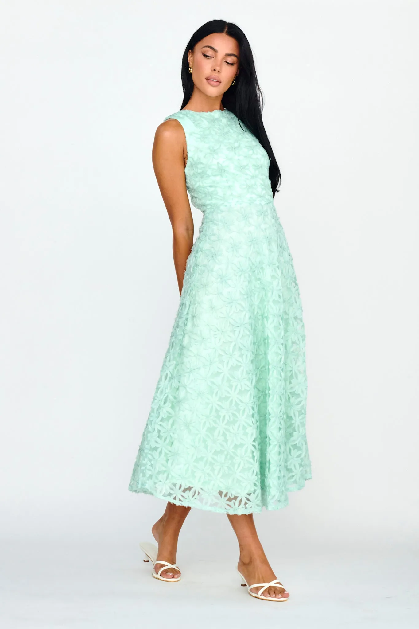 Dianne Sleeveless Embellished Midi Dress Mint