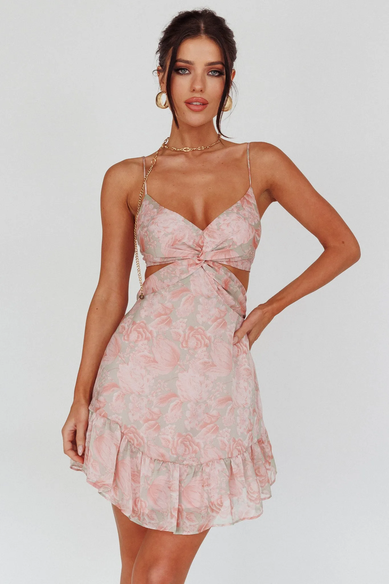 Dream Of You Twist Bodice Mini Dress Rose