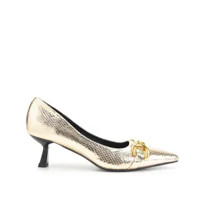 Elegant Gold Kitten Heel Pumps | 422N-X