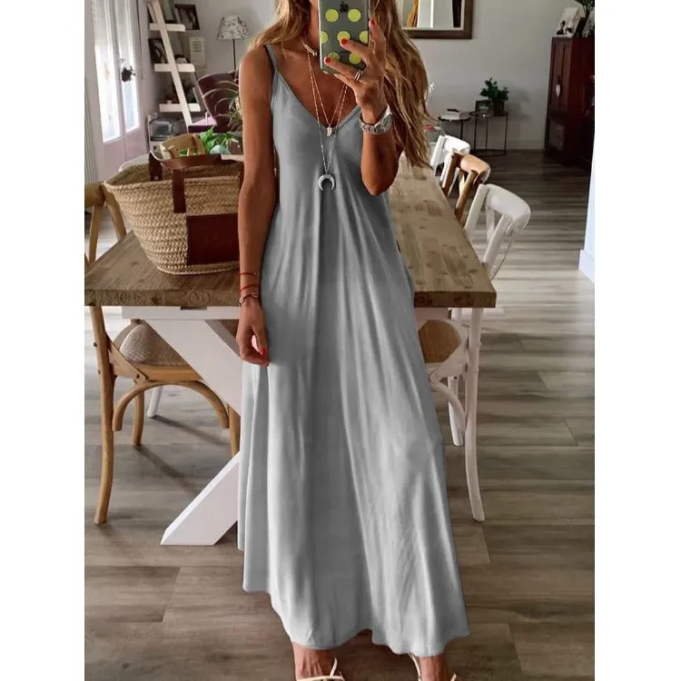 Empire Satin Maxi Dress - Olive