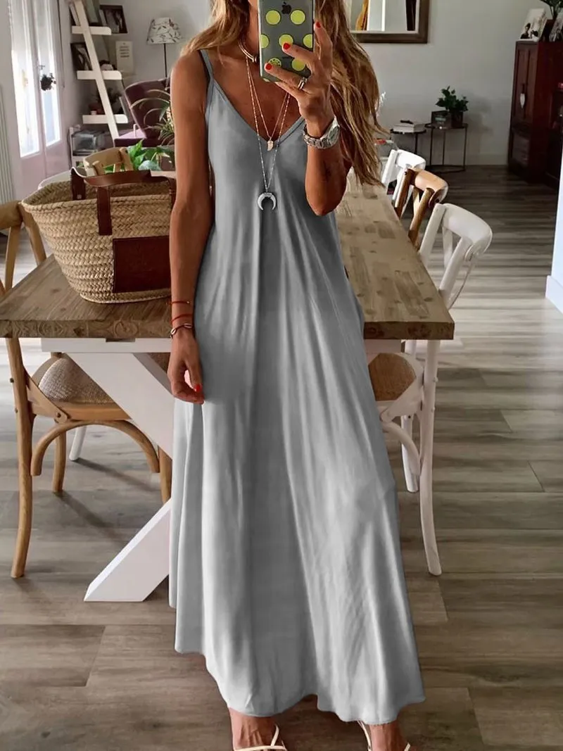 Empire Satin Maxi Dress - Olive