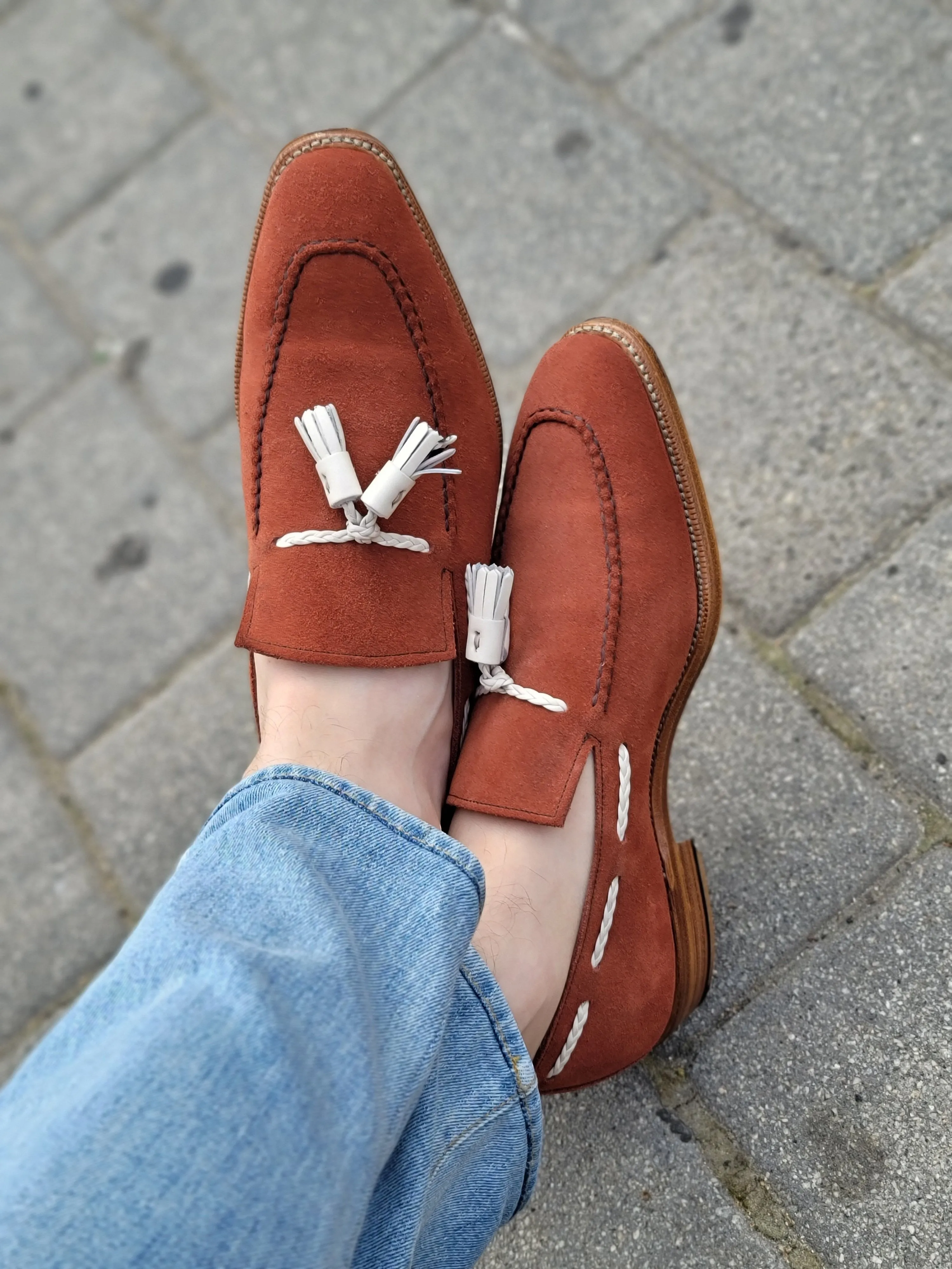 Eskapa - MTO - Rust Suede / Natural Crust Tassel - LPB Last - Single Leather Sole