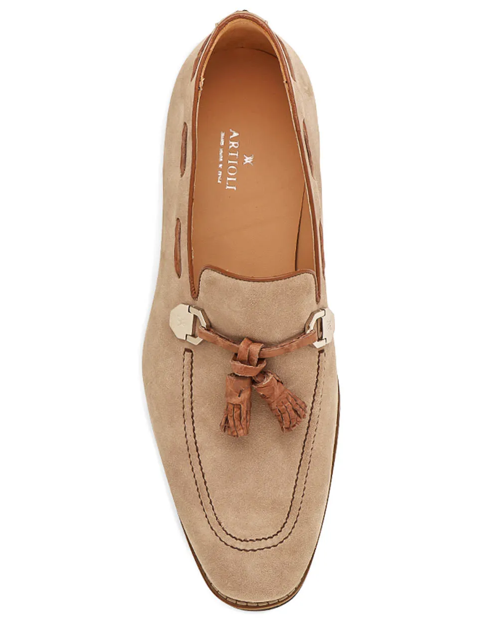 Fawn Monaco Suede Leather Tassel Loafer