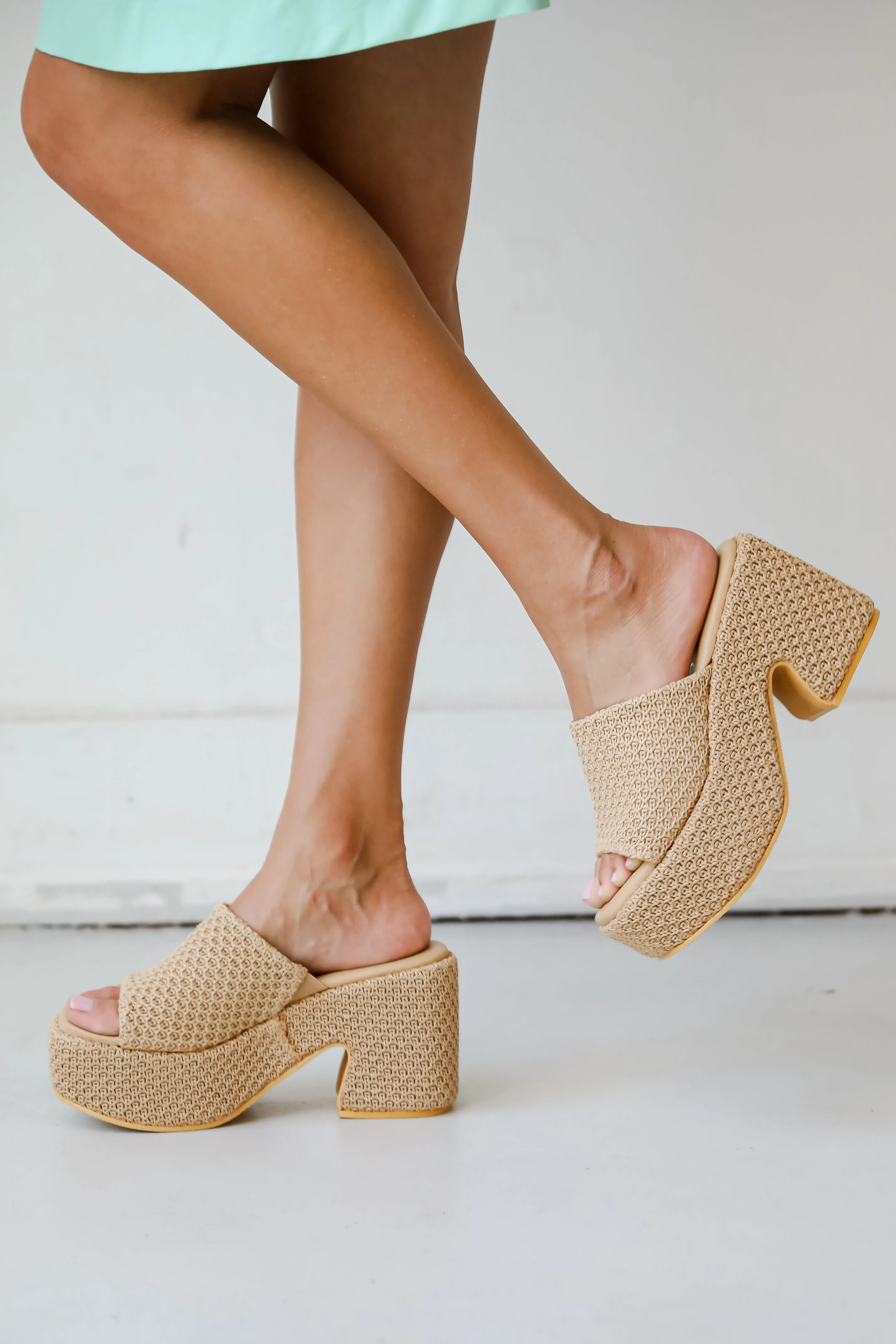 FINAL SALE - What A View Tan Platform Slide Heels