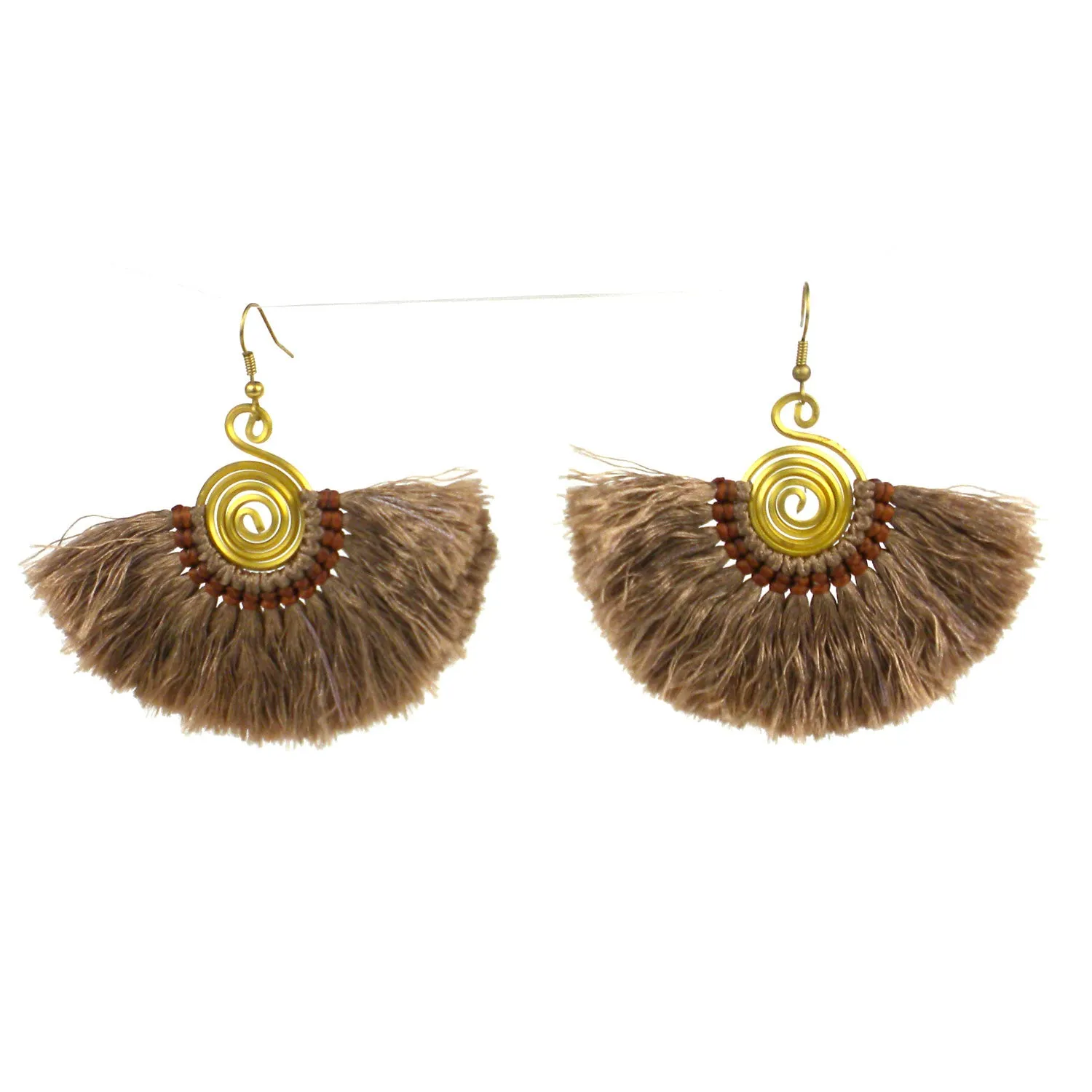 Flamenco Fringe Earrings Taupe Global Groove