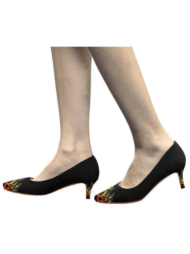 Flames Women's Pointy Toe Low Kitten Heel Pumps SIZE 5