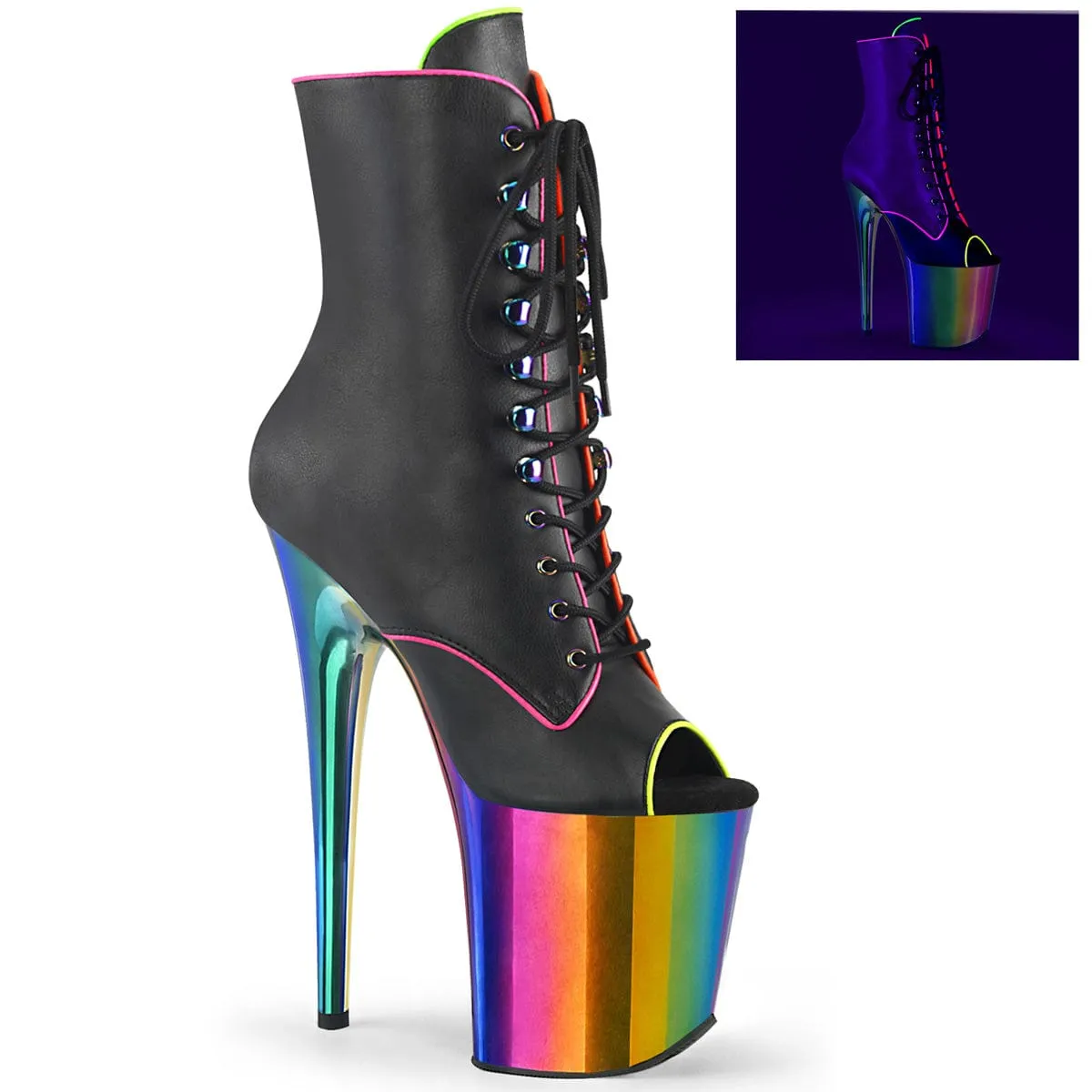 FLAMINGO-1021RC-02 Black Patent/Rainbow Chrome